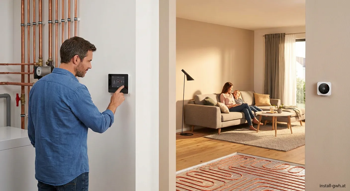 Alberty Haustechnik Fachmann bei der Arbeit an einer Heizungsanlage