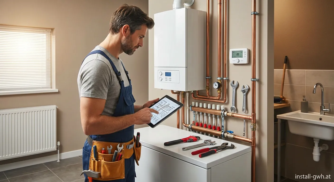 Monteur von David Haustechnik bei der Arbeit an einer Heizungsanlage