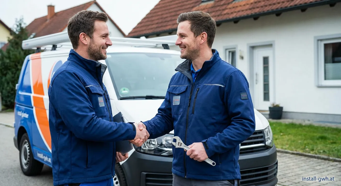 Techniker von Gertzen Haustechnik bei der Überprüfung einer modernen Heizungsanlage