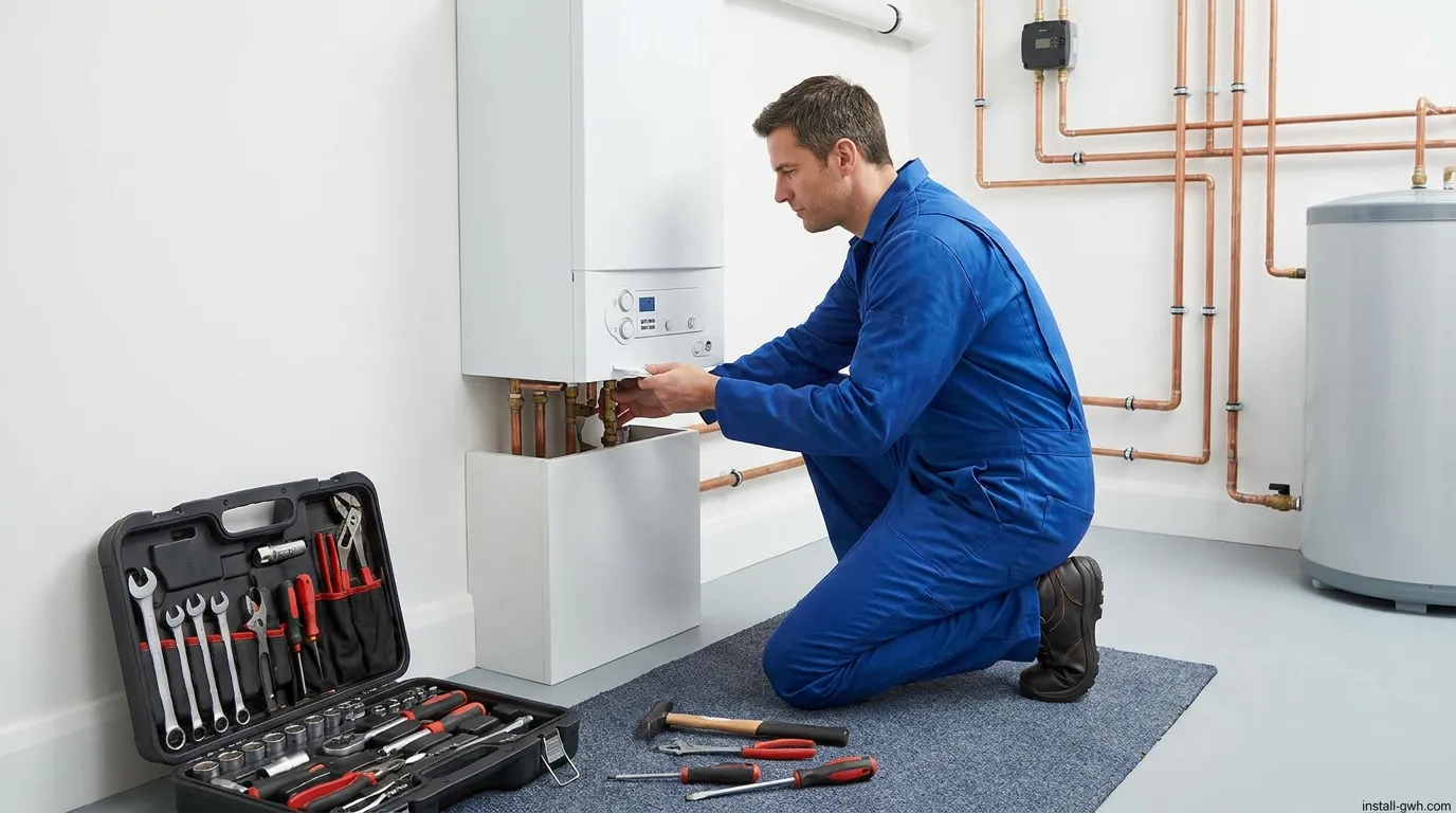 #Haustechnik Reiffe Techniker bei der Arbeit an einer Heizungsanlage