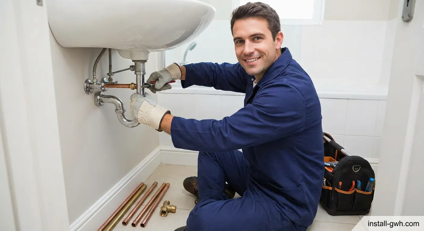 Installateur bei professionellen Sanitärarbeiten