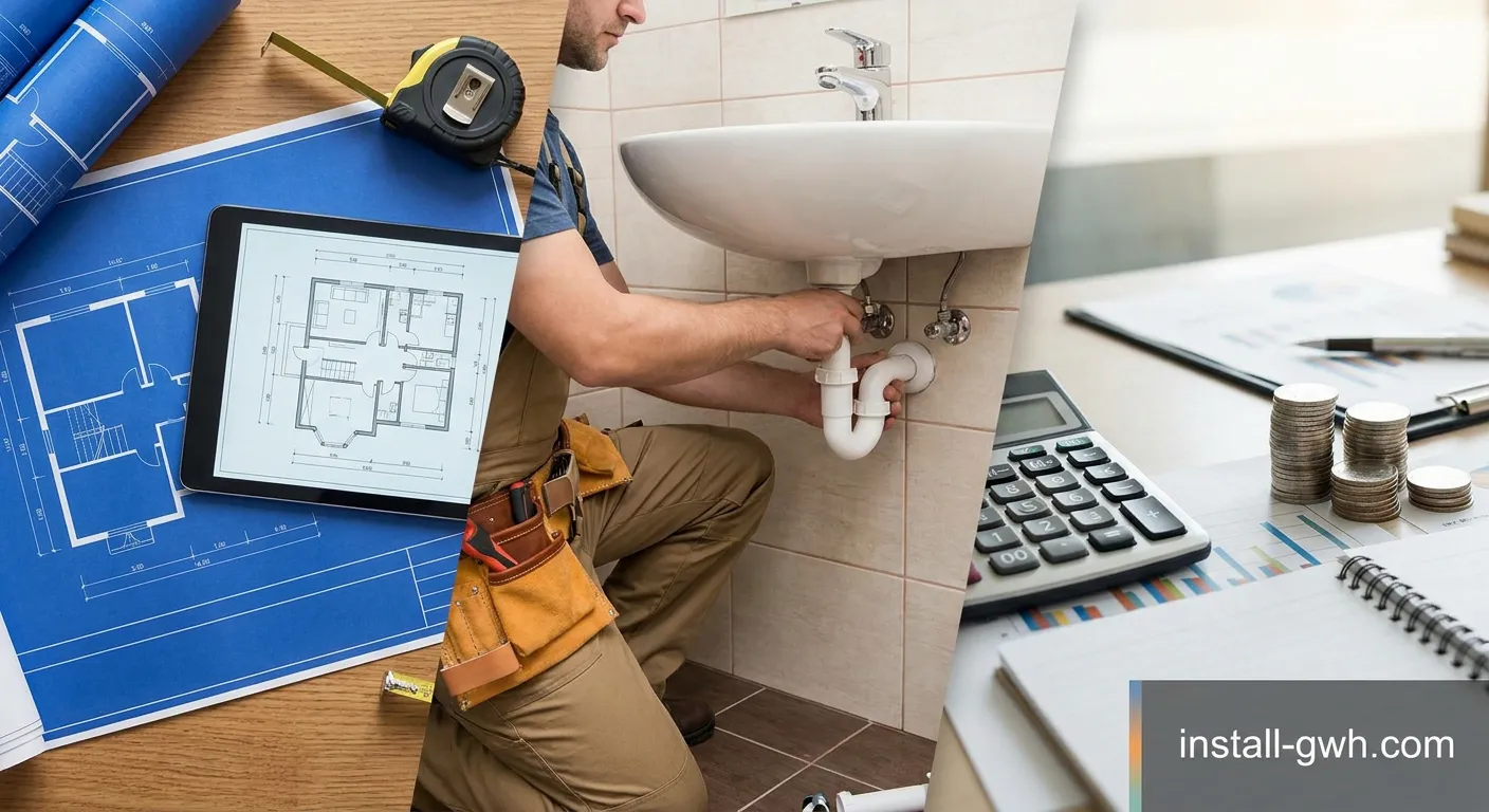 Klempner bei der Installation von sanitären Anlagen