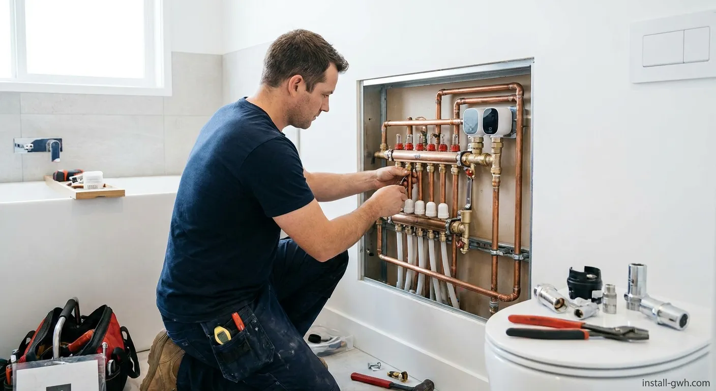 Sonderhof Installateur bei der Arbeit